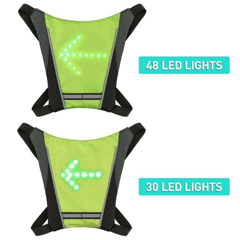 LED Turn Signal Direction Indicator Bike Pack USB Rechargeable Reflective Backpack Safety Light - Oncros