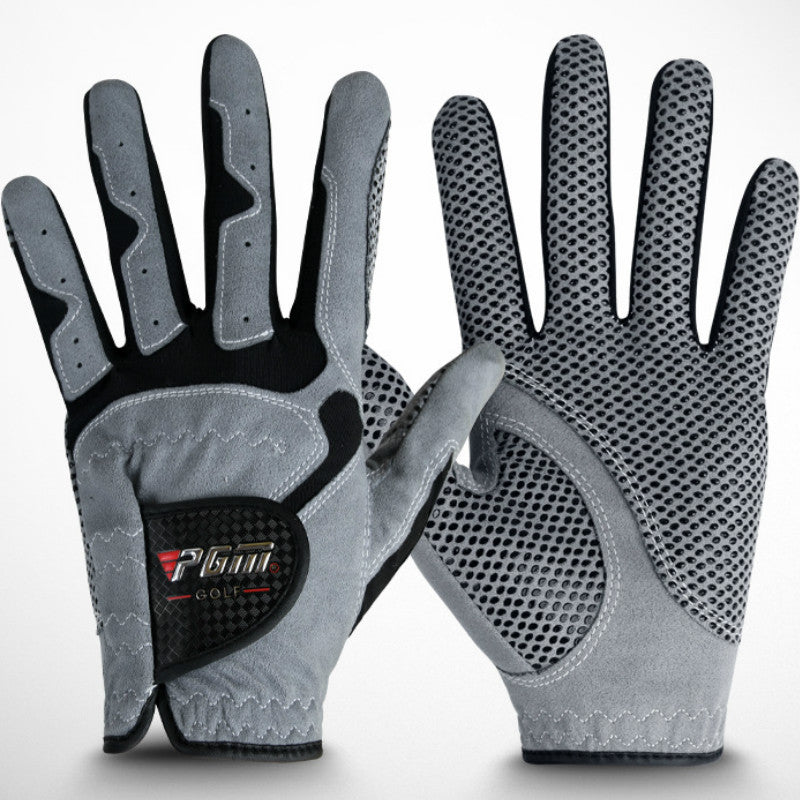 Professional Golf Gloves Microfiber Cloth Fabric Breathable Non-Slip - grey-left hand / 22 - Oncros