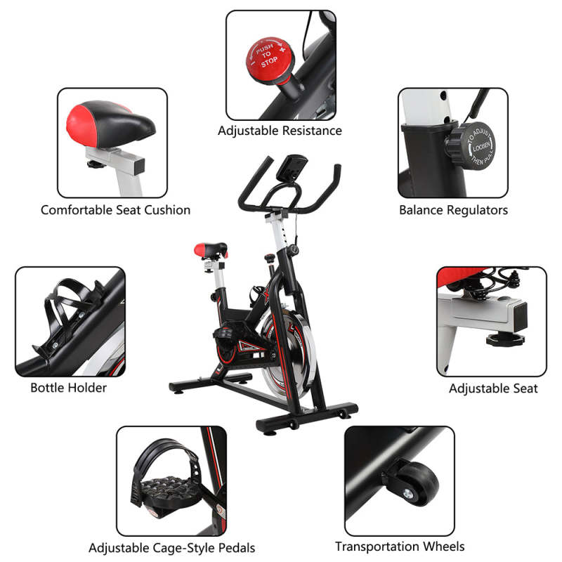 Heavy Duty Exercise Bike with Electronic Meter Display Home Gym - Oncros