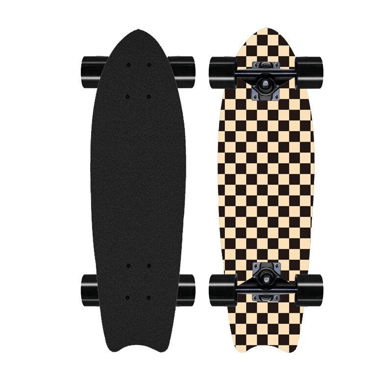 8-layer Maple Big Fish Board Land Surfing Fishtail Street Skateboard - Brown black - Oncros