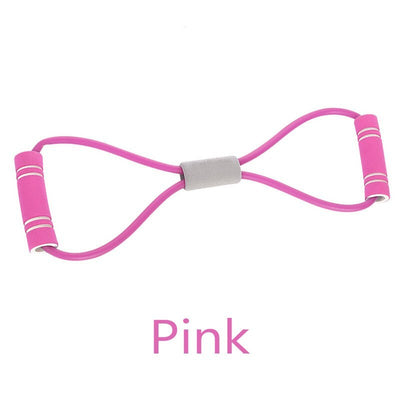 TPE 8 Word Fitness Yoga Gum Resistance Rubber Bands Fitness Elastic Band - New Pink - Oncros