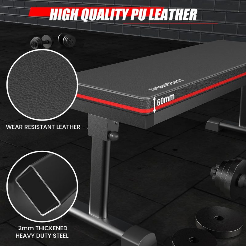 Foldable Flat Weight Bench Full Body Workout Bench Versatile Sit Up Gym Bench No assembly - Oncros