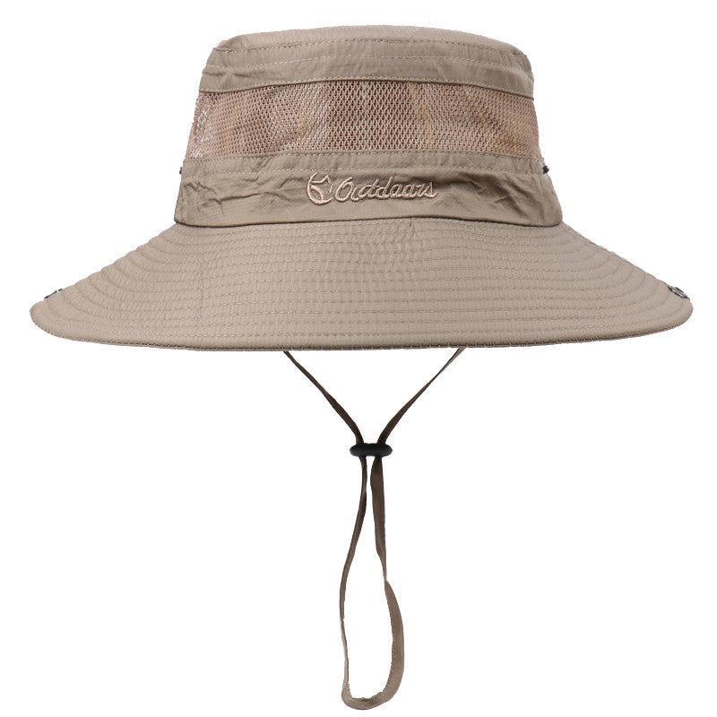 Outdoor New Summer Sun UV Protection Wide Brim Bucket Hats Fishing Hat Beach Hats Unisex - Dark beige - Oncros