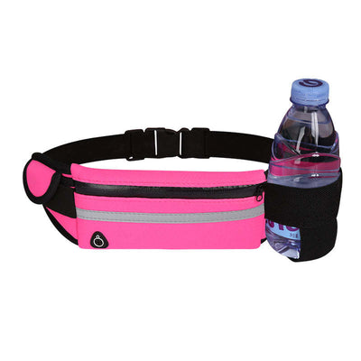 Waterproof Running Waist Bag Outdoor Sports Running Jogging Belt Bag Fitness Bag for Phone - pink / With bottle holder - Oncros