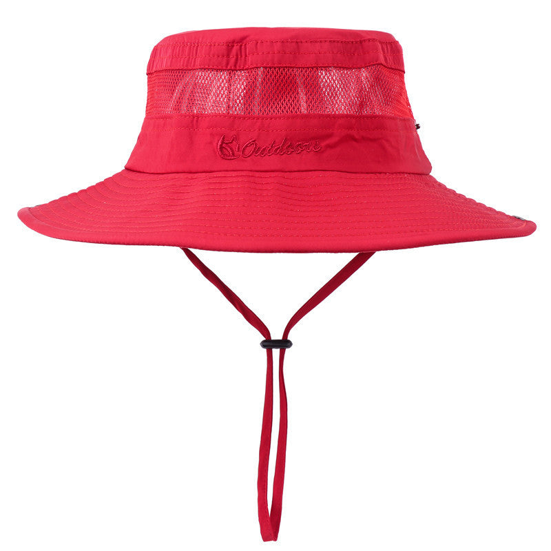 Outdoor New Summer Sun UV Protection Wide Brim Bucket Hats Fishing Hat Beach Hats Unisex - Red - Oncros